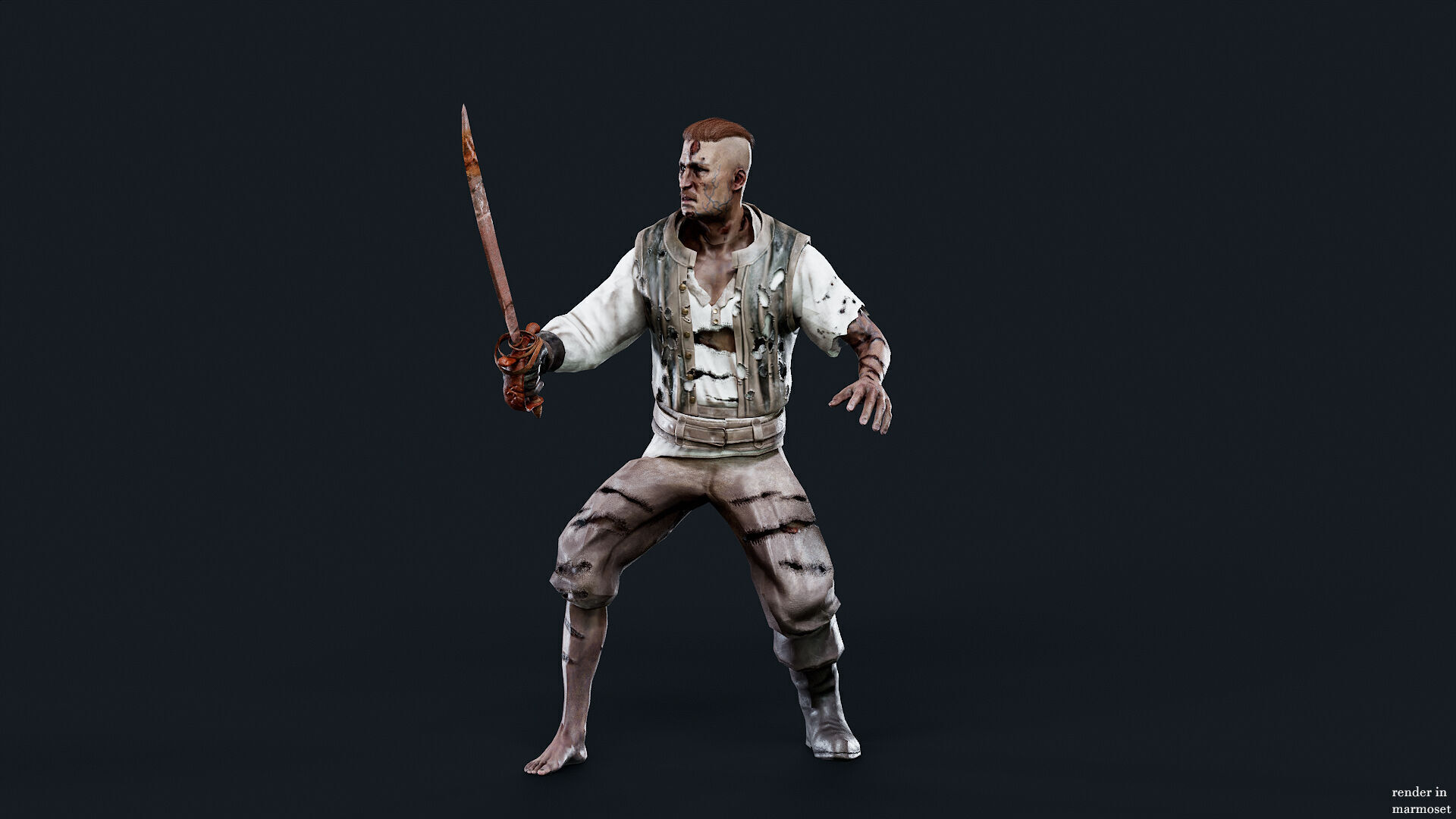 PIRATE UNDEAD 6 Low-poly 3D model_3