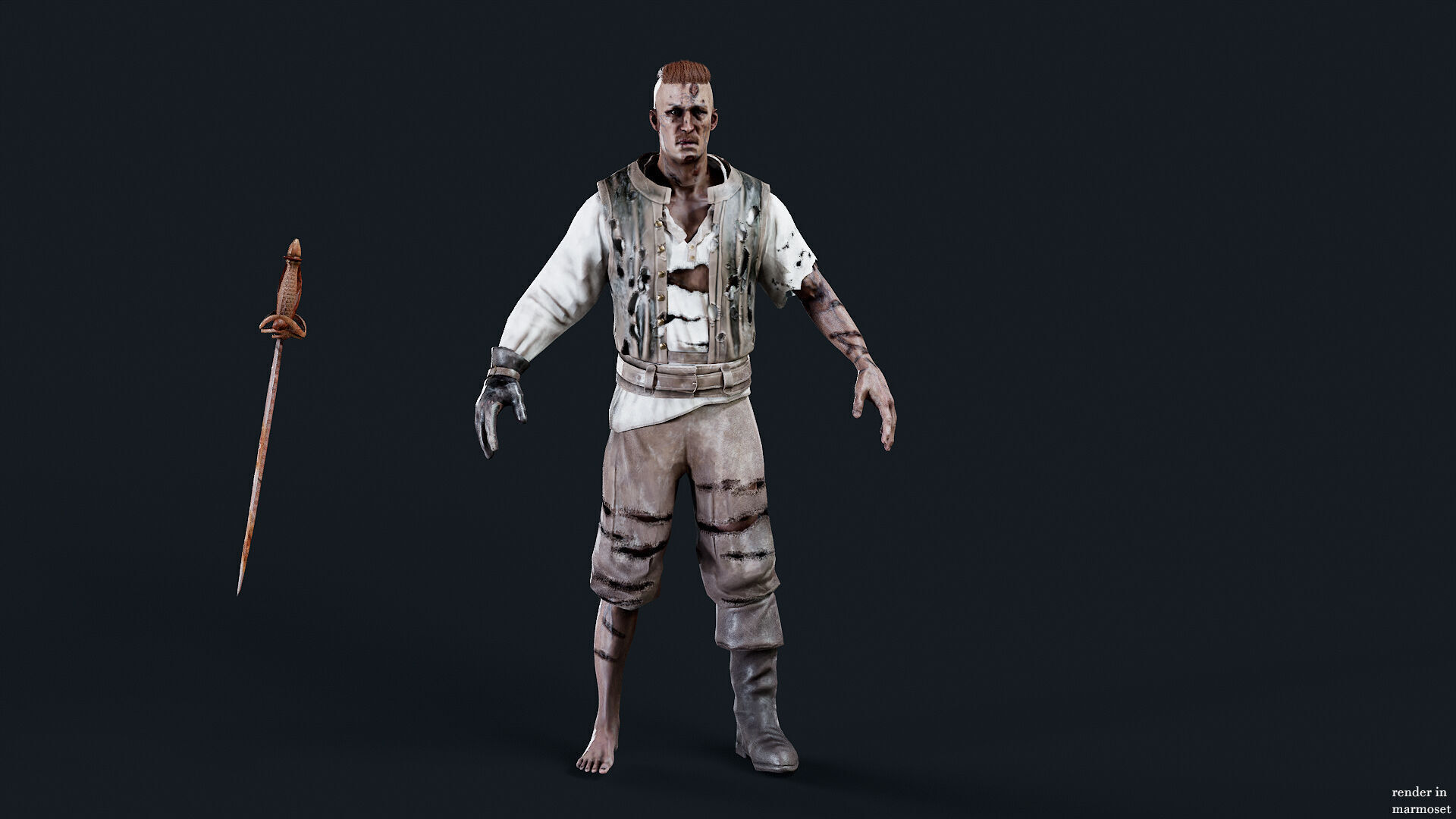 PIRATE UNDEAD 6 Low-poly 3D model_7