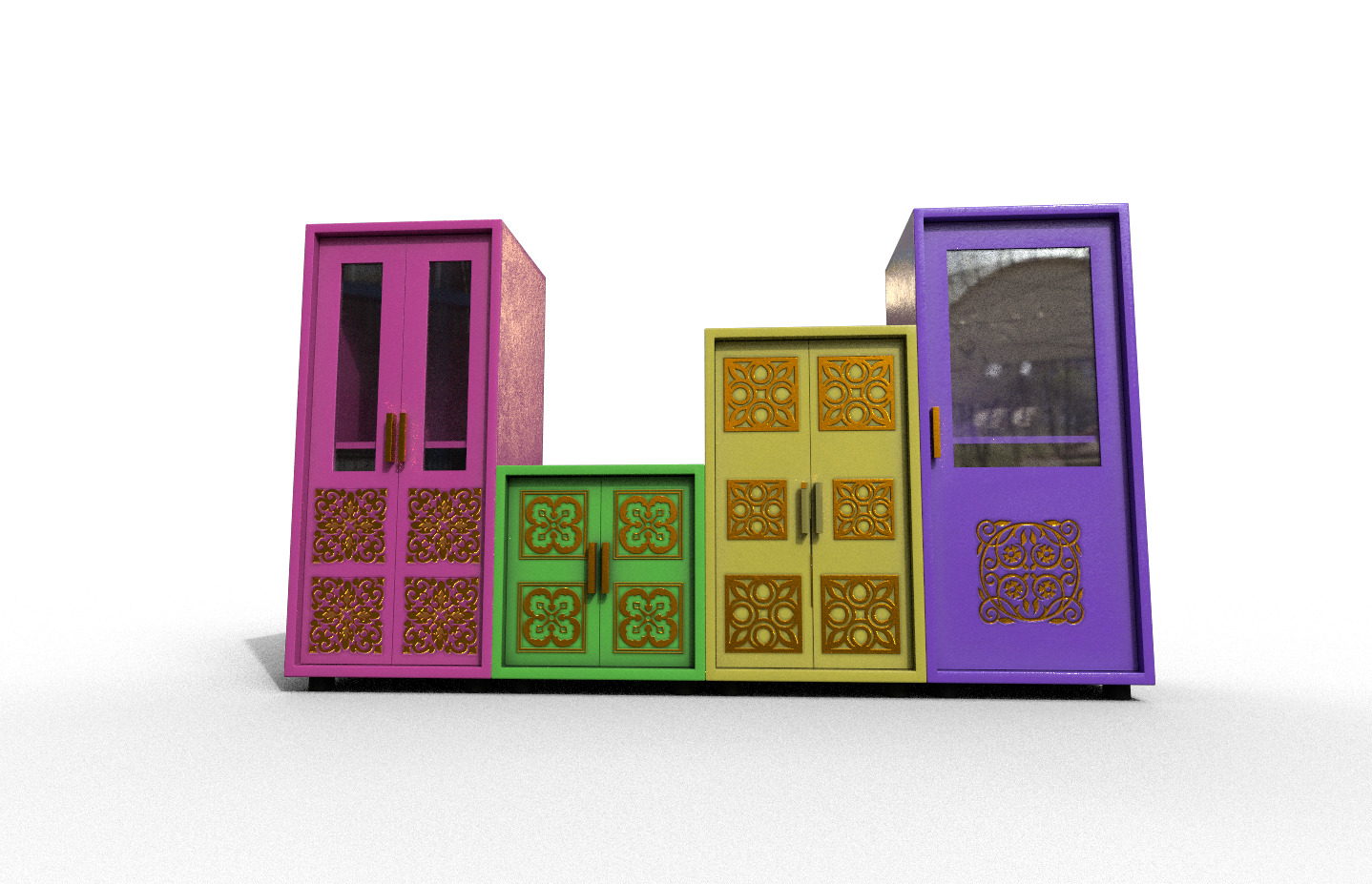 Pack 2 Sets Modern Furniture 3D Model Low-poly 3D model_1