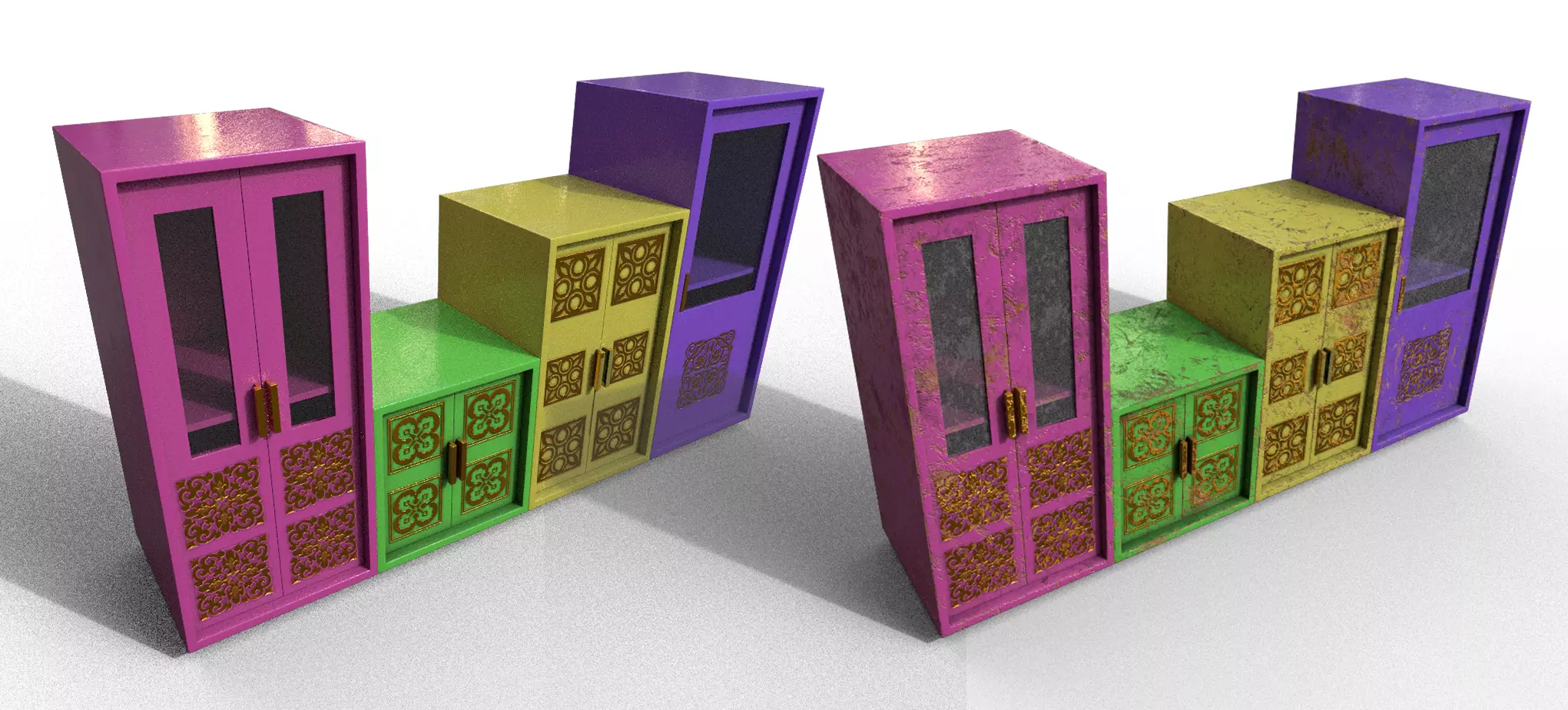 Pack 2 Sets Modern Furniture 3D Model Low-poly 3D model_0