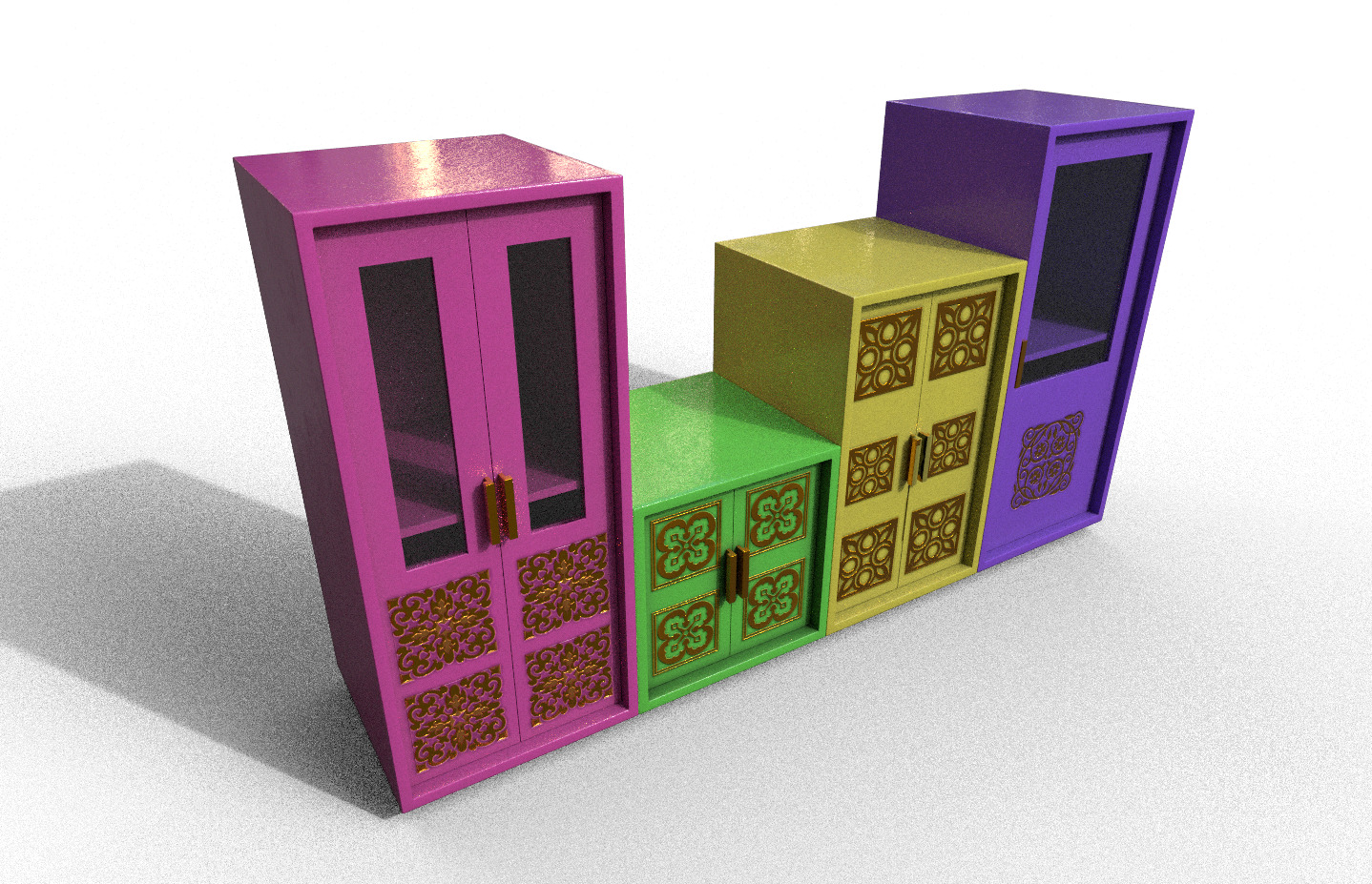 Pack 2 Sets Modern Furniture 3D Model Low-poly 3D model_7