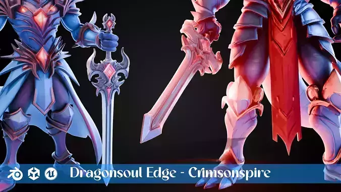 Stylized Sword - Dragonsoul Edge Crimsonspire - Game Ready 3D model
