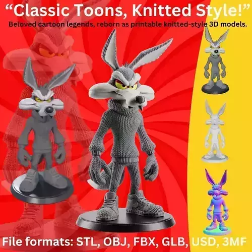 Wile E  Coyote  Classic Cartoon Character Stylized Planter Model 3D model