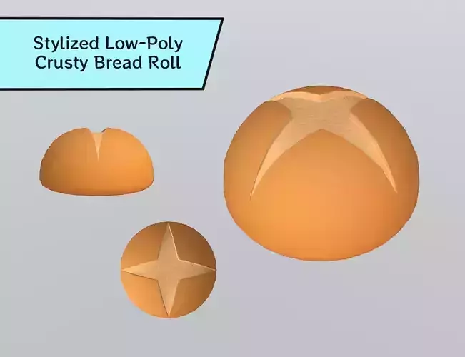 Stylized Crusty Bread Roll 
