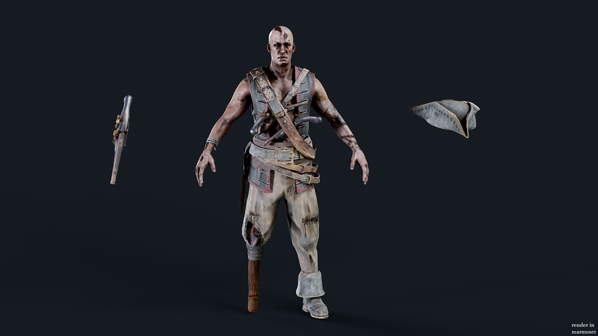 PIRATE UNDEAD 7 Low-poly 3D model_6