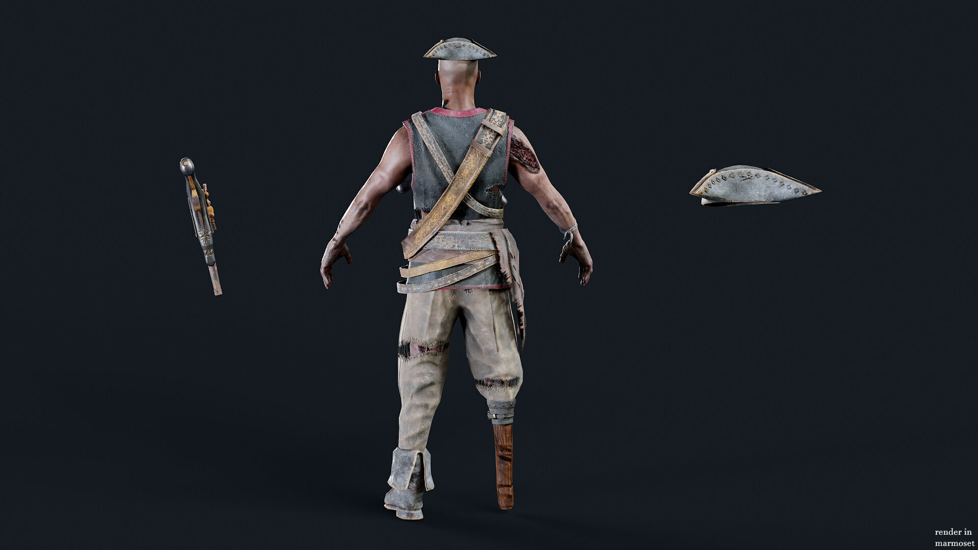 PIRATE UNDEAD 7 Low-poly 3D model_8