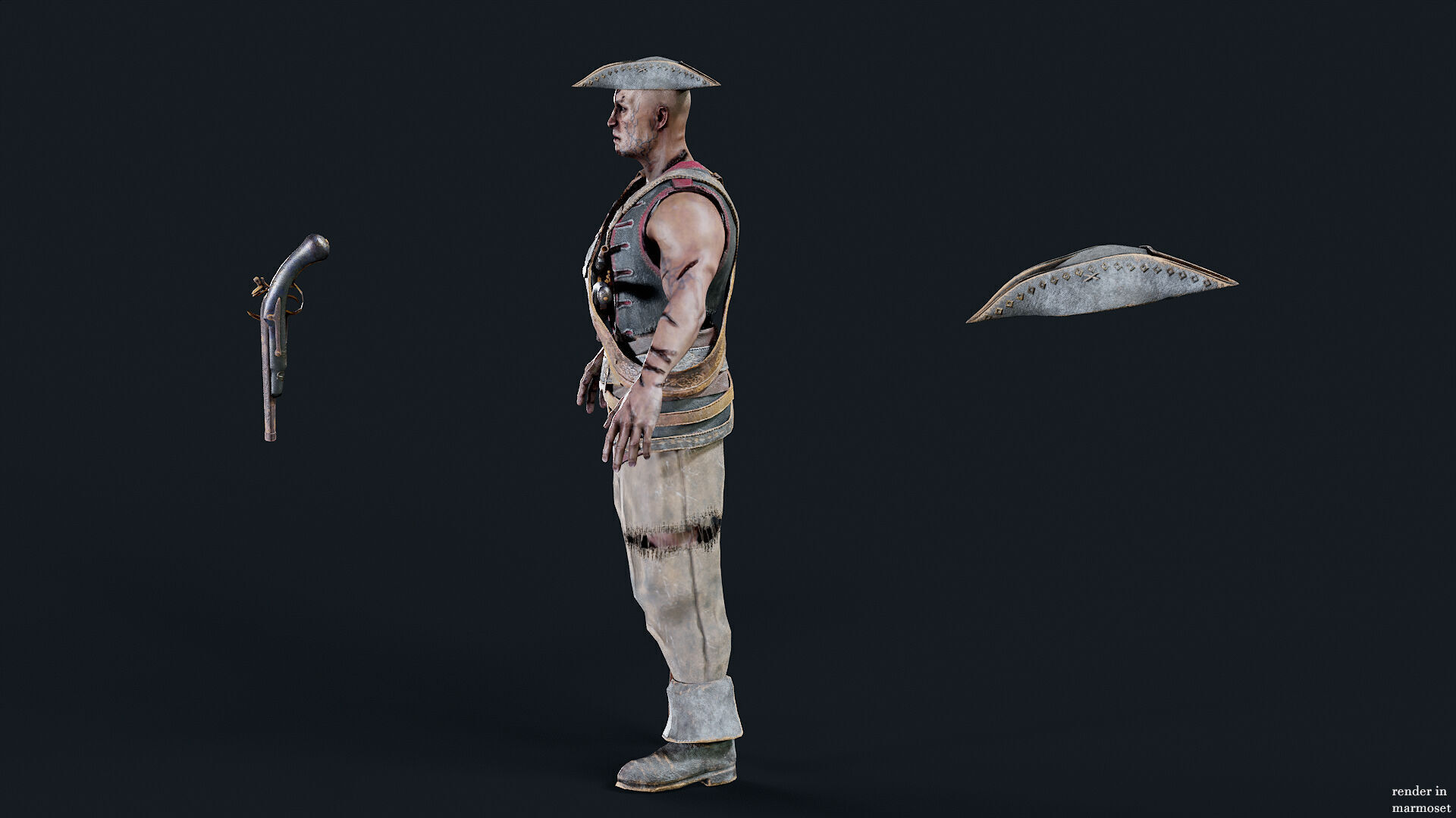 PIRATE UNDEAD 7 Low-poly 3D model_13