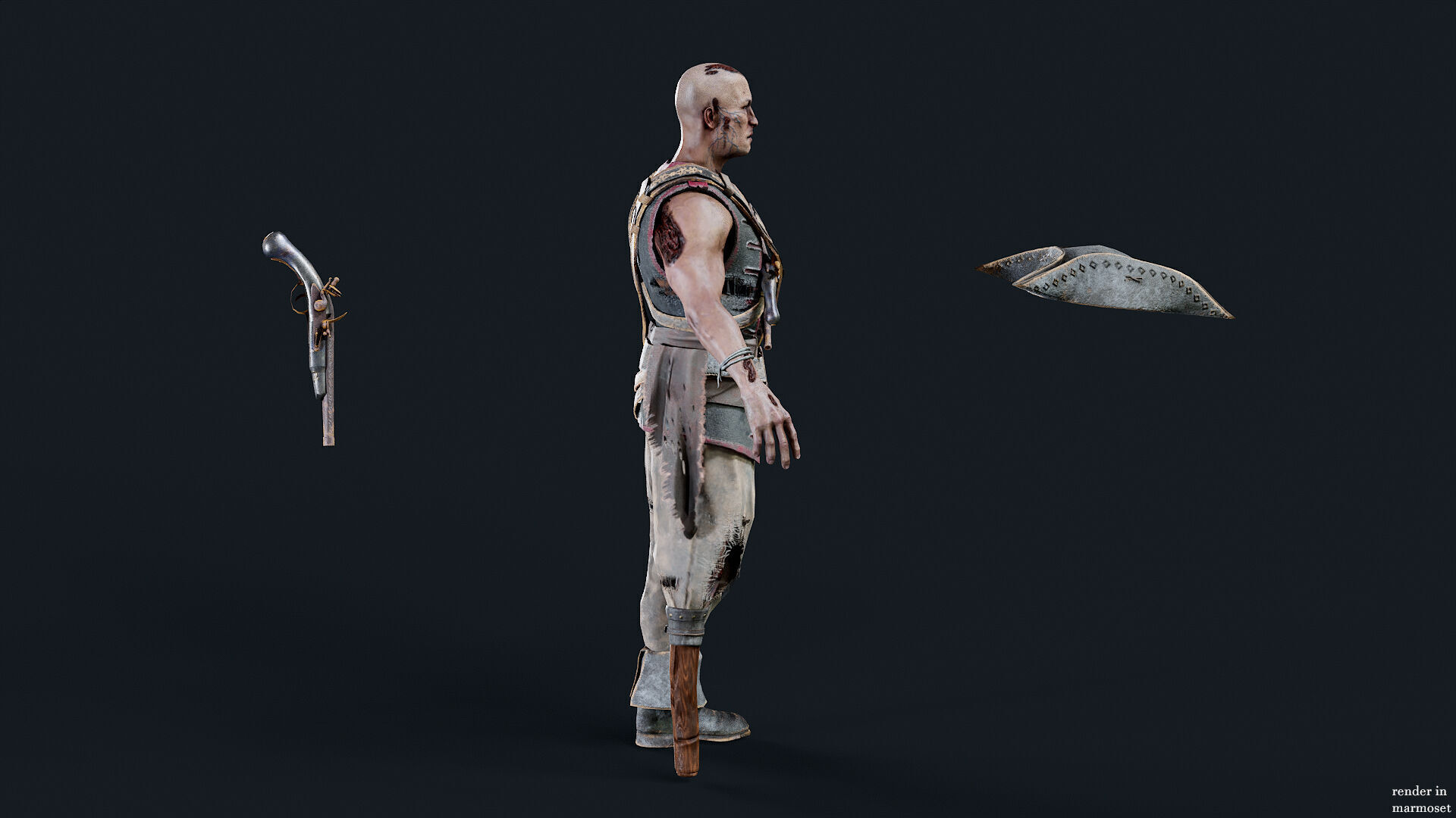 PIRATE UNDEAD 7 Low-poly 3D model_7