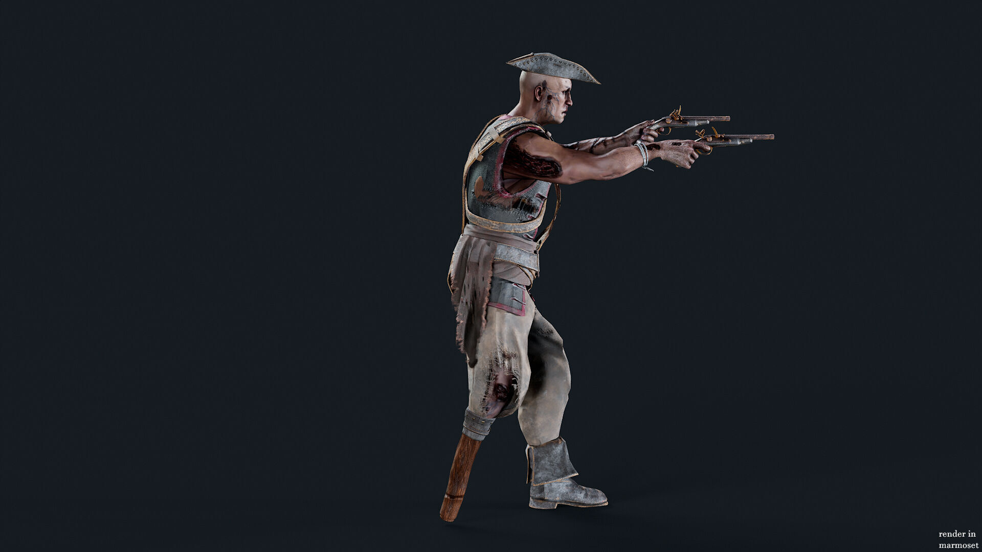 PIRATE UNDEAD 7 Low-poly 3D model_5