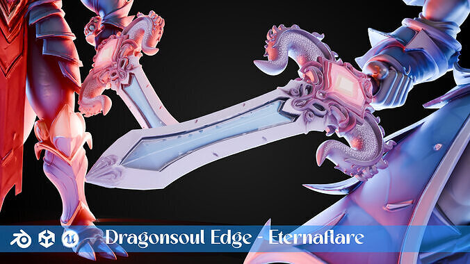 Stylized Sword - Dragonsoul Edge Eternaflare - Game Ready 3D model