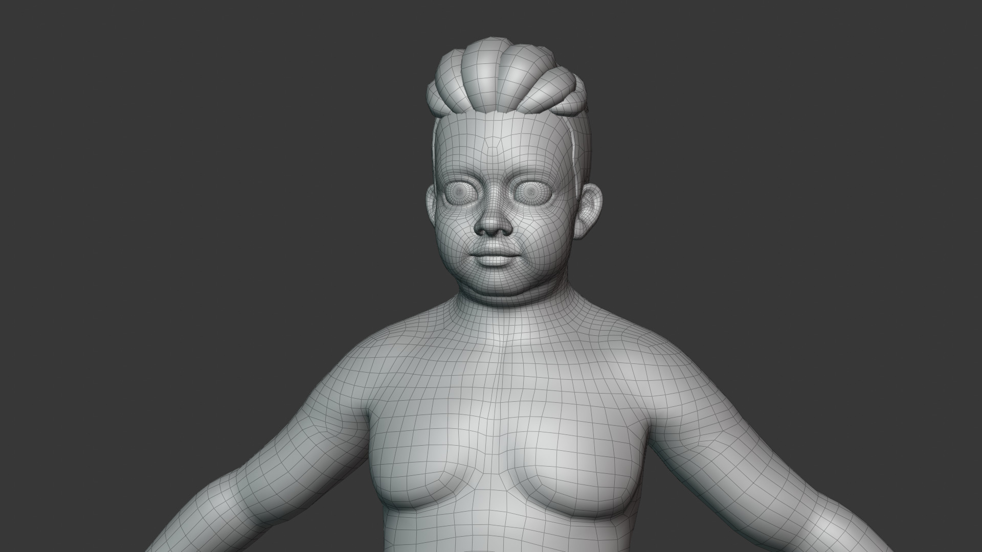 Stylized Fat Boy Body Base Mesh Rigged with IK FK Switch Low-poly 3D model_20