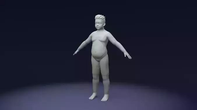 Stylized Fat Boy Body Base Mesh Rigged with IK FK Switch Low-poly 3D model