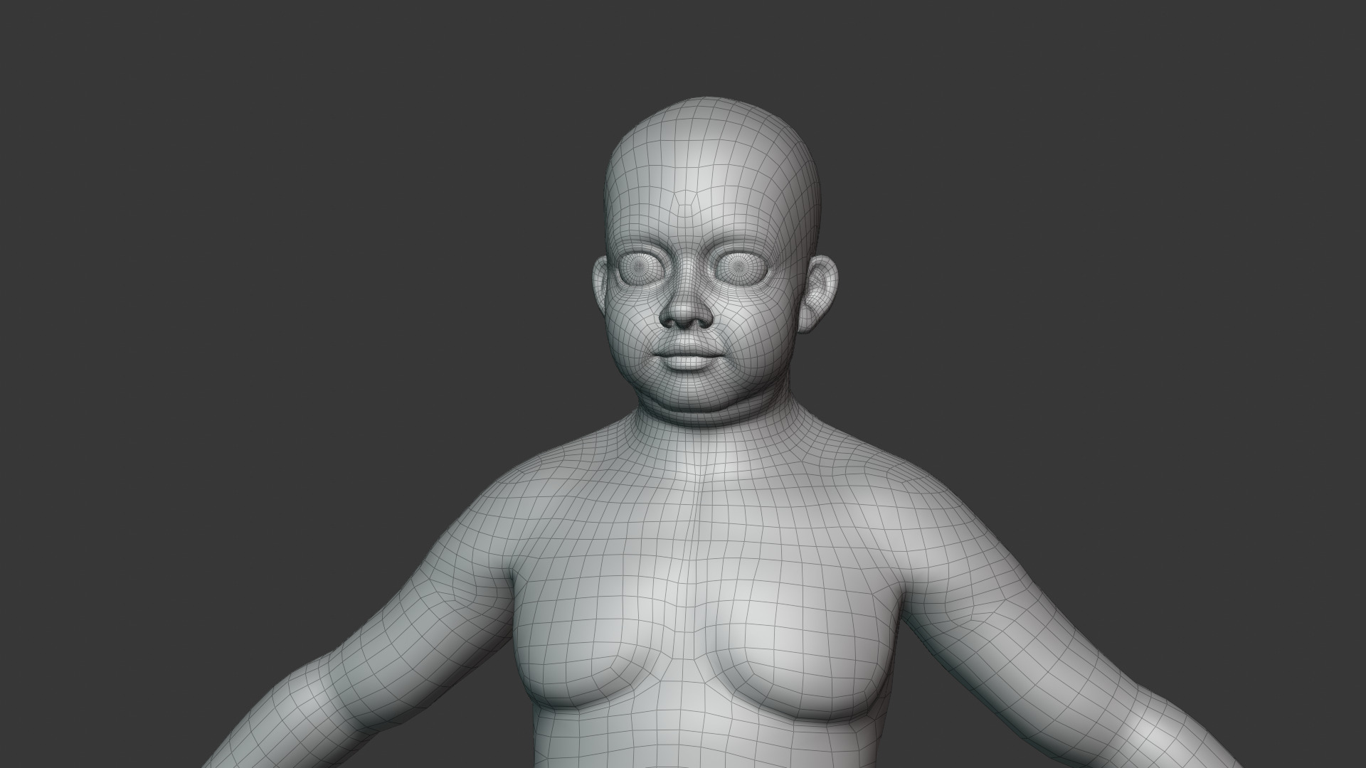 Stylized Fat Boy Body Base Mesh Rigged with IK FK Switch Low-poly 3D model_21
