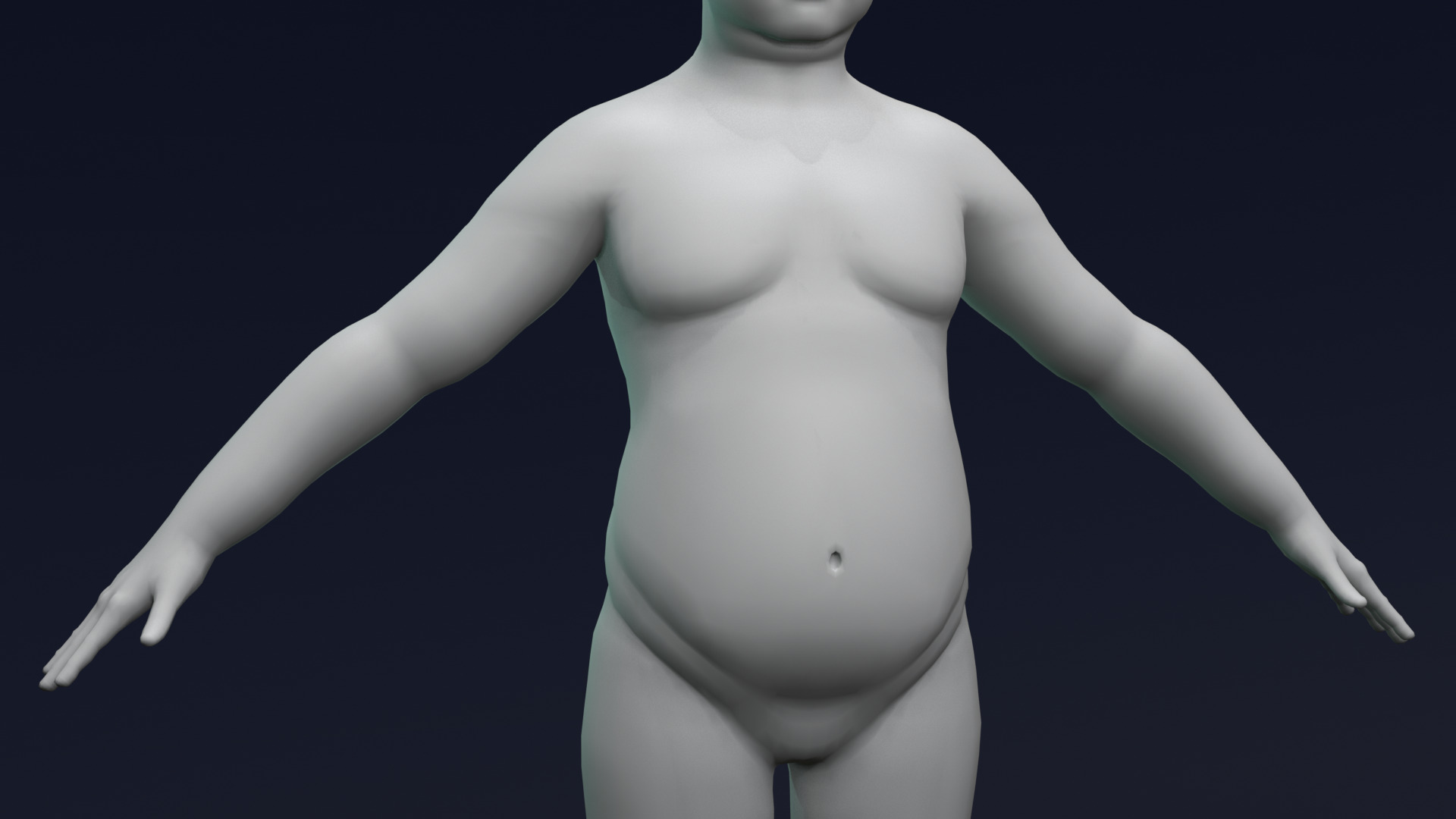 Stylized Fat Boy Body Base Mesh Rigged with IK FK Switch Low-poly 3D model_12