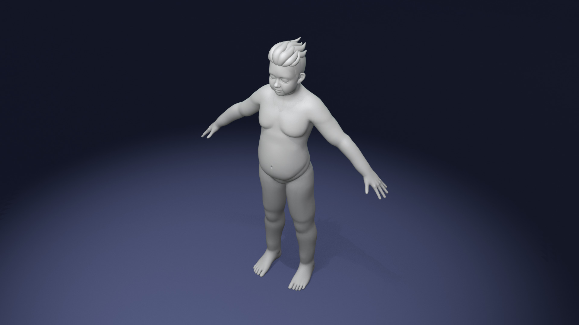 Stylized Fat Boy Body Base Mesh Rigged with IK FK Switch Low-poly 3D model_10