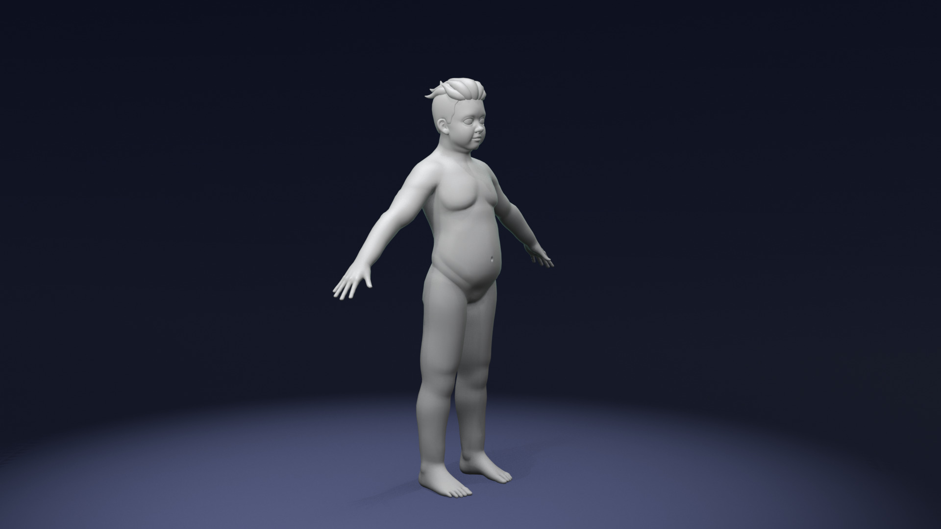 Stylized Fat Boy Body Base Mesh Rigged with IK FK Switch Low-poly 3D model_4