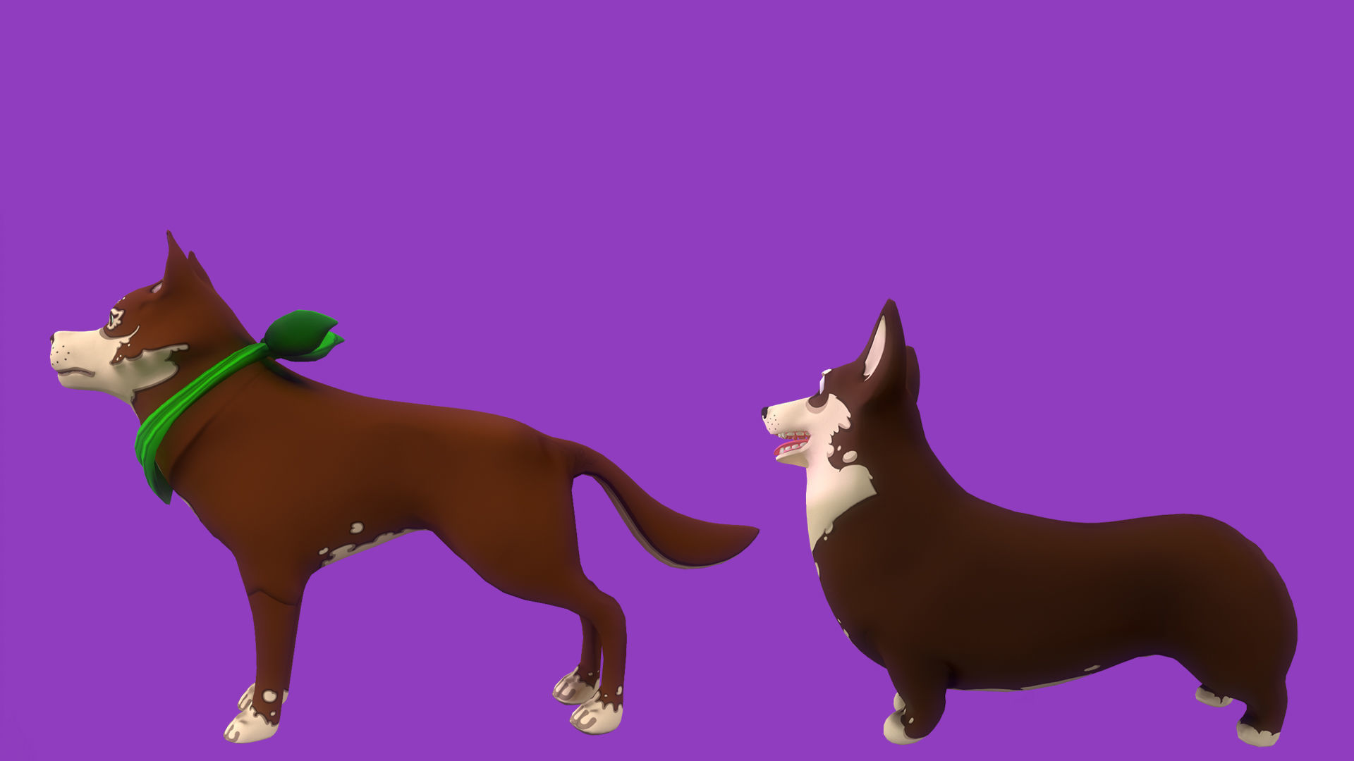 Brown Corgy and Brown Husky 3D Model Collection_5