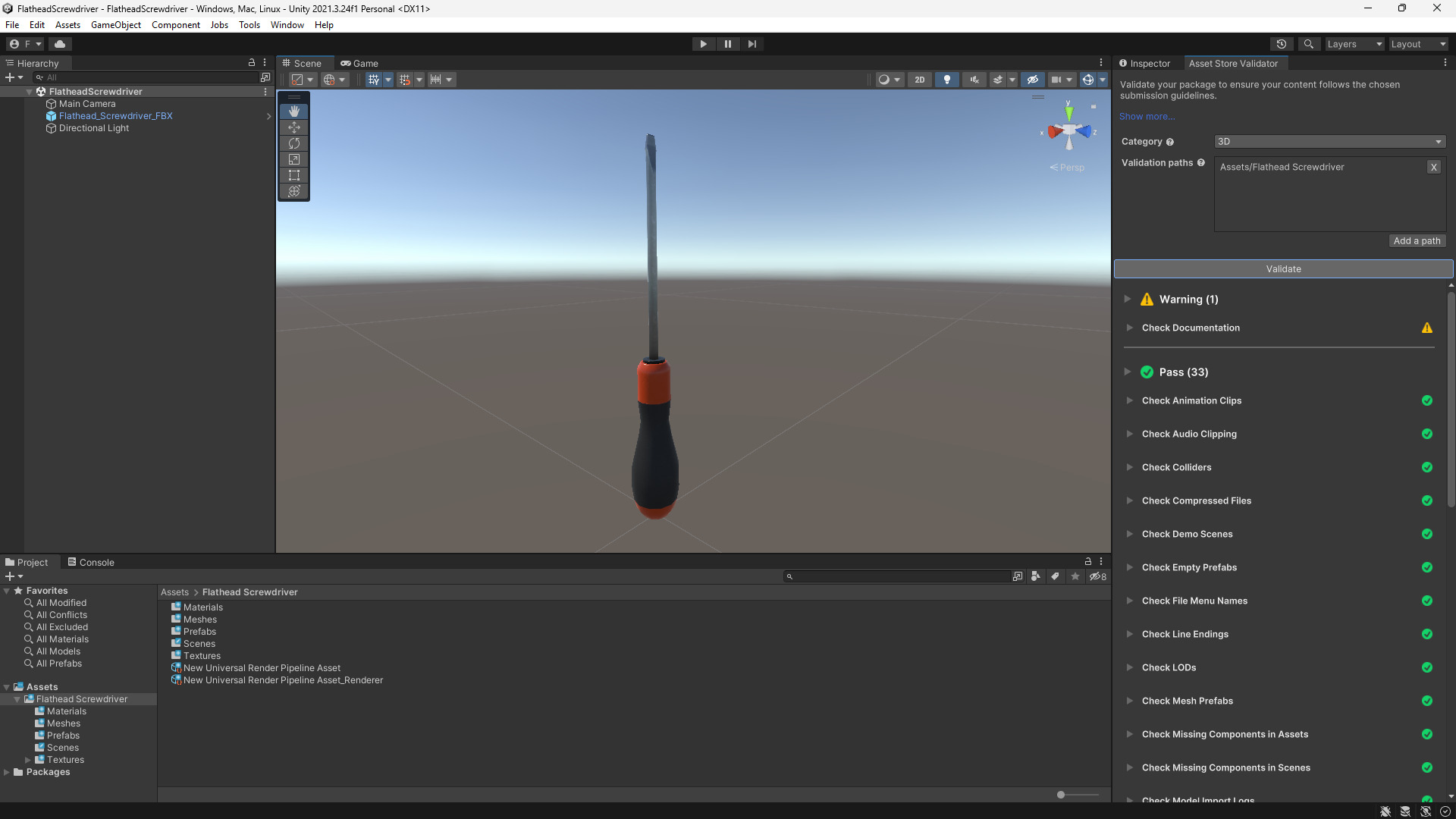 Flathead Screwdriver 3D Model Low-poly 3D model_1