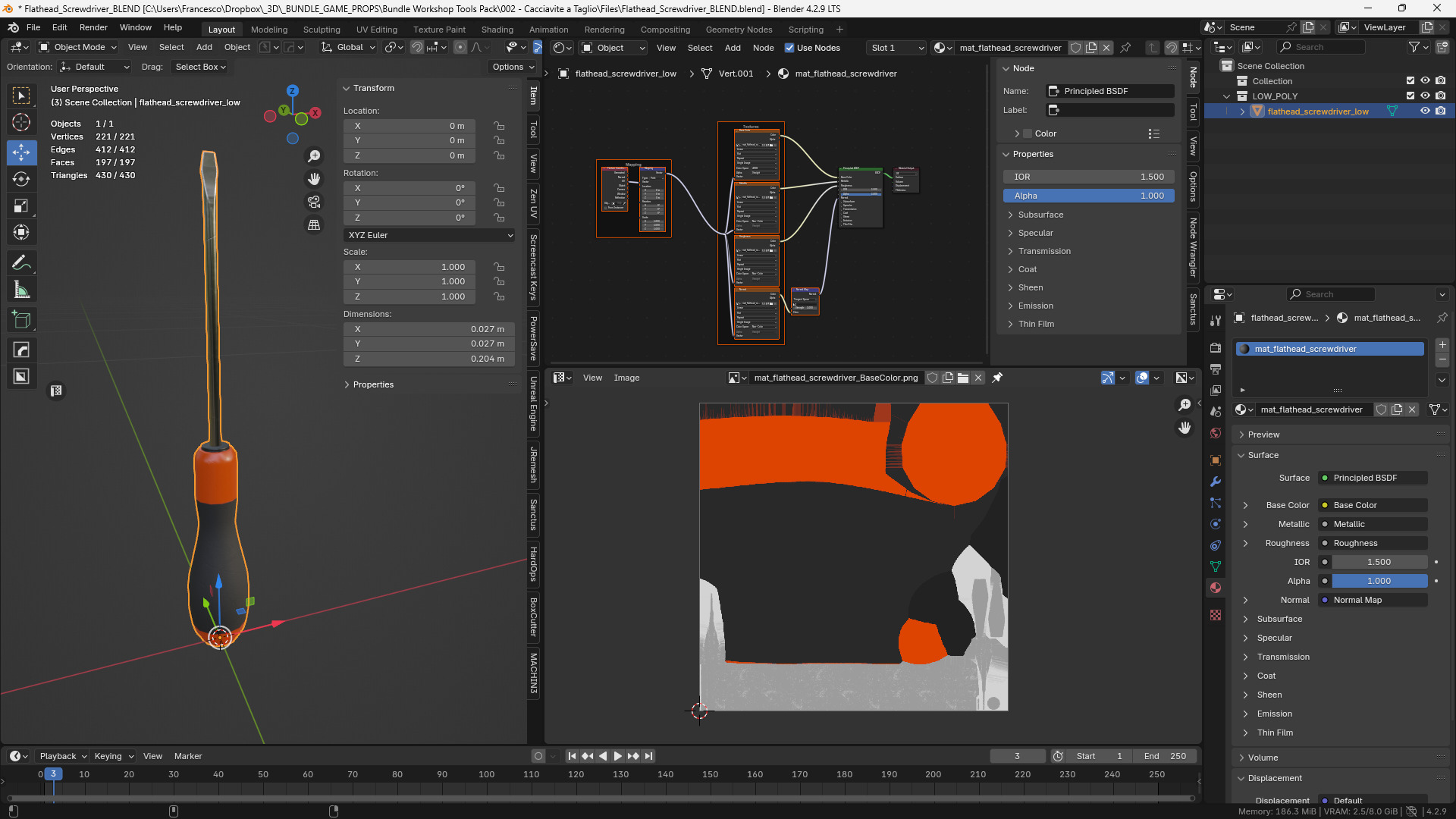 Flathead Screwdriver 3D Model Low-poly 3D model_2