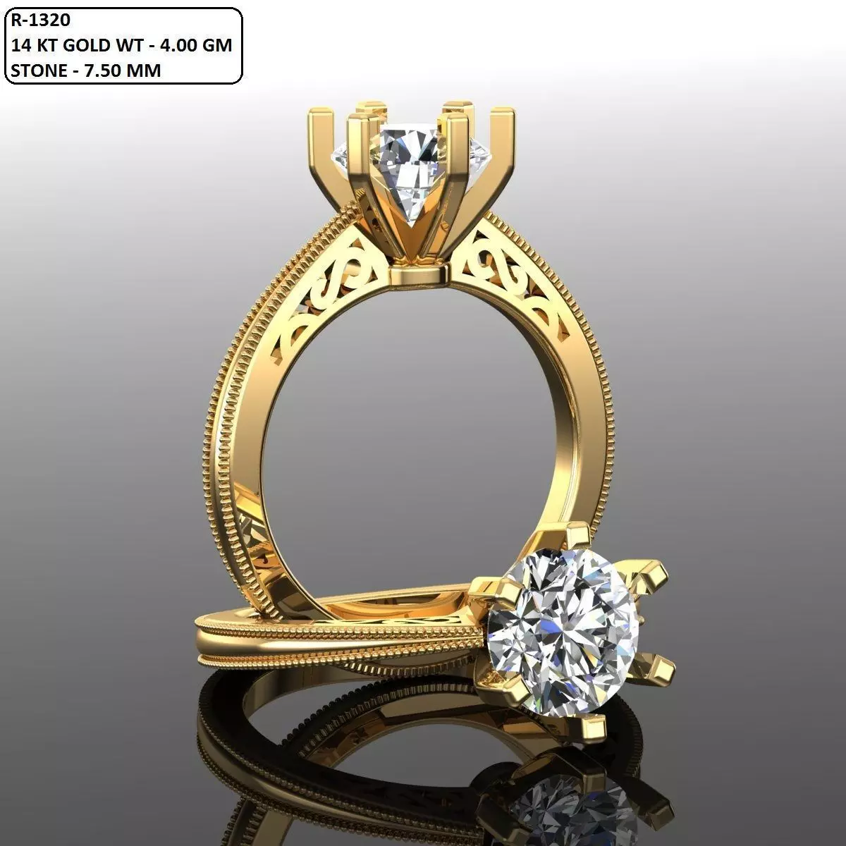 Solitaire Ring 3D print model_0