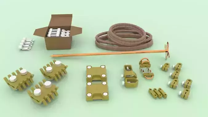 3D Model Lightning Protection and Earthing Accessories Pack