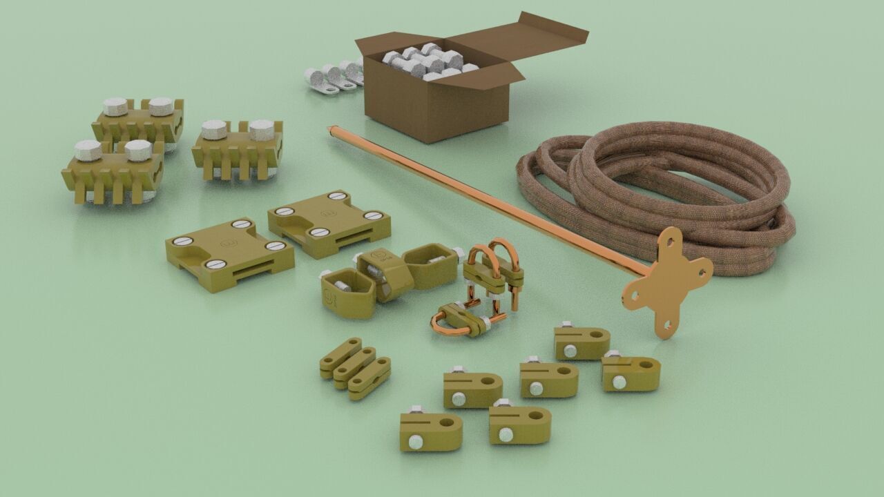 3D Model Lightning Protection and Earthing Accessories Pack Low-poly 3D model_4