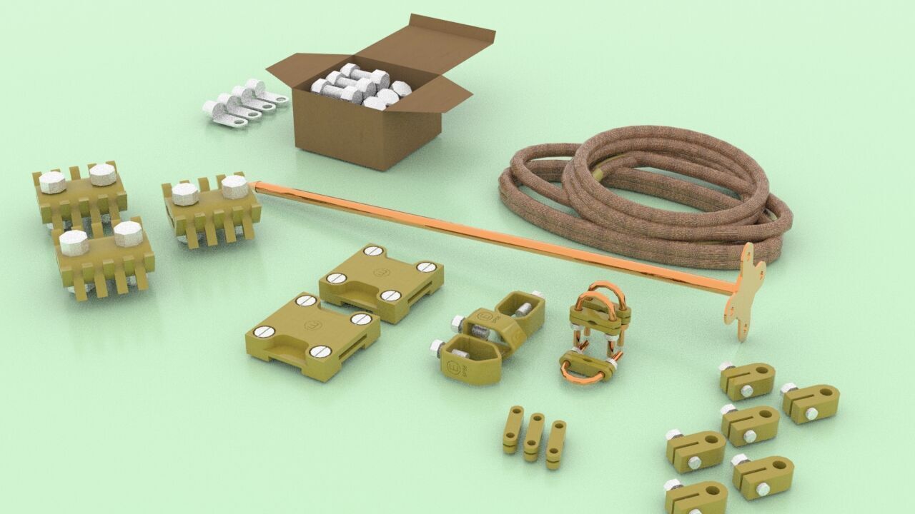 3D Model Lightning Protection and Earthing Accessories Pack Low-poly 3D model_7