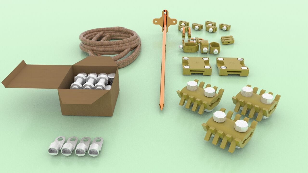 3D Model Lightning Protection and Earthing Accessories Pack Low-poly 3D model_6