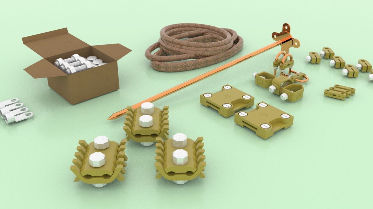 3D Model Lightning Protection and Earthing Accessories Pack Low-poly 3D model_5