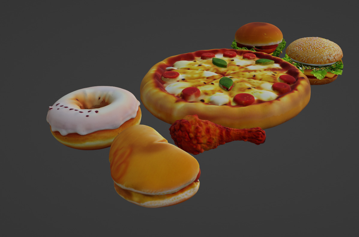 3D Scanned Fast Food Pack Pizza Burger Donut Hotdog Chicken 3D print model_3
