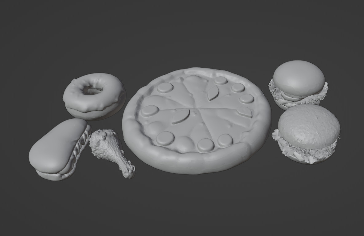 3D Scanned Fast Food Pack Pizza Burger Donut Hotdog Chicken 3D print model_1