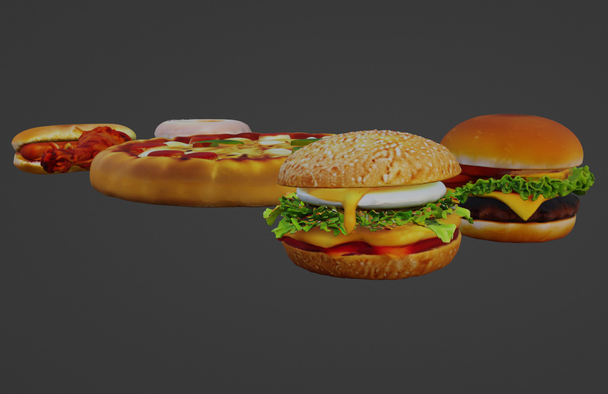 3D Scanned Fast Food Pack Pizza Burger Donut Hotdog Chicken 3D print model_4