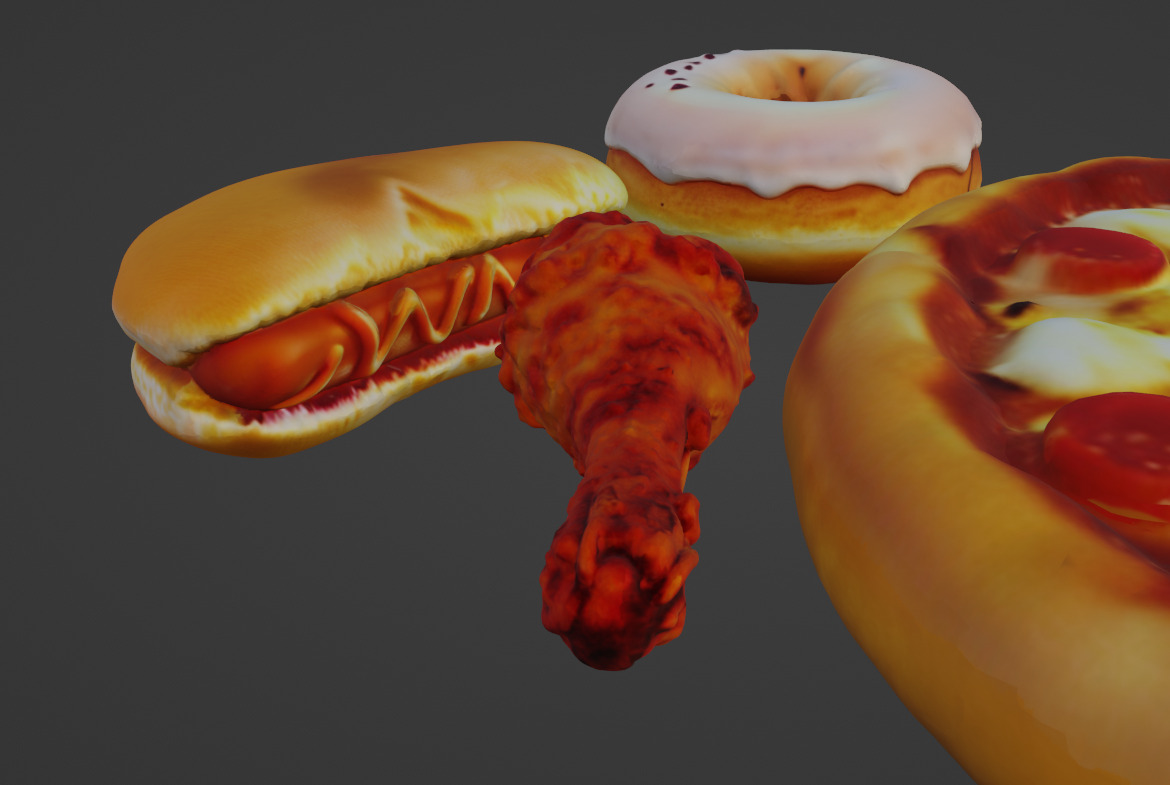 3D Scanned Fast Food Pack Pizza Burger Donut Hotdog Chicken 3D print model_7