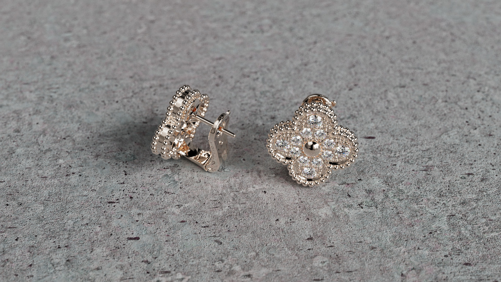 Van Cleef Earrings 3D print model_7