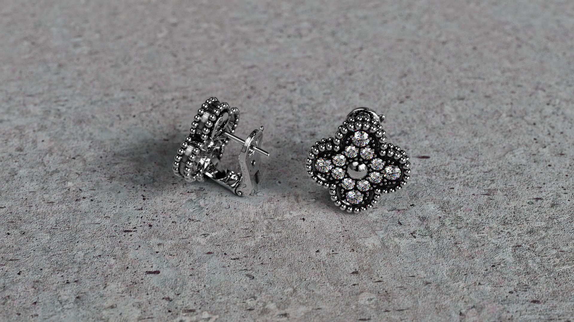 Van Cleef Earrings 3D print model_9