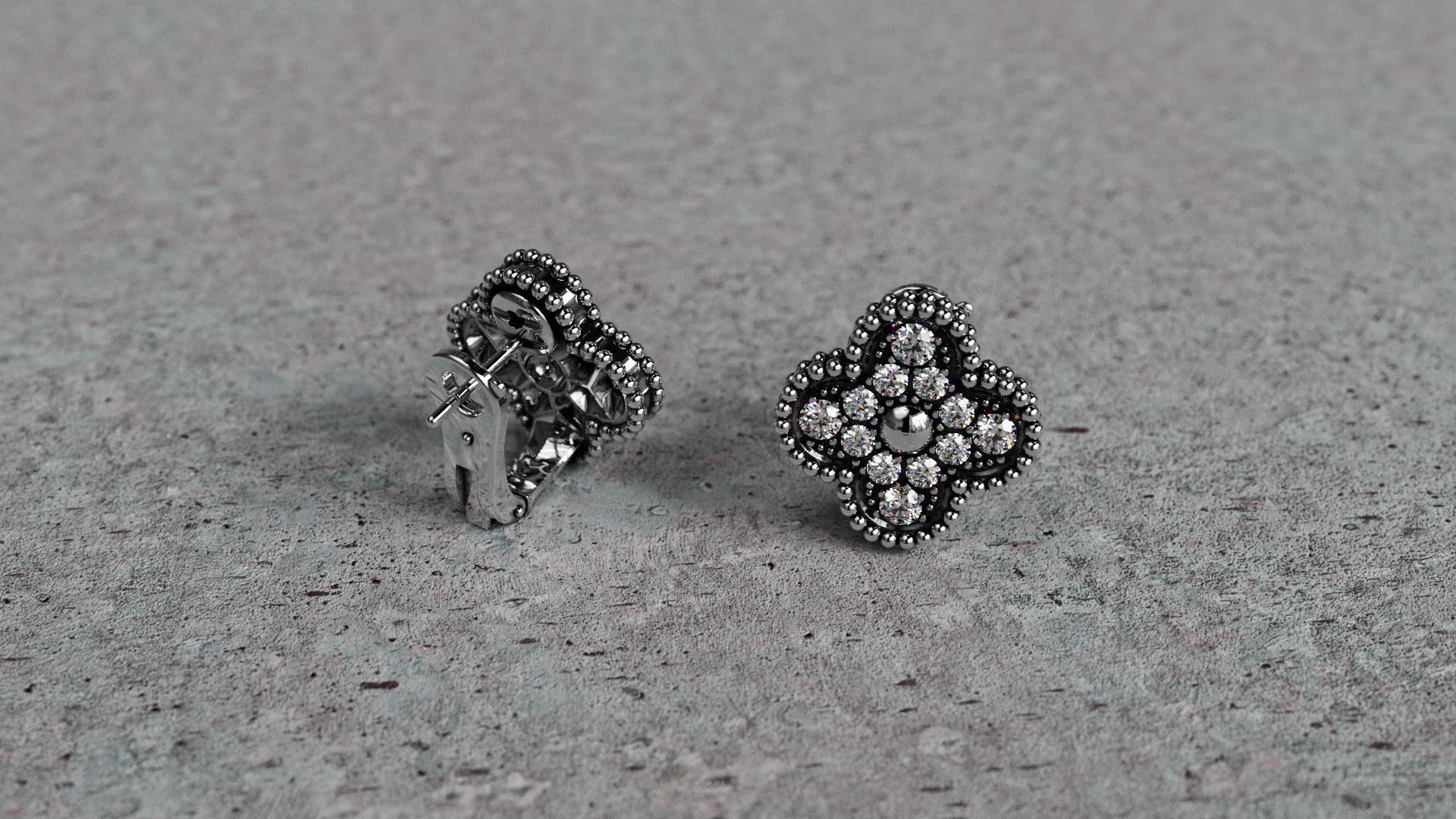 Van Cleef Earrings 3D print model_14
