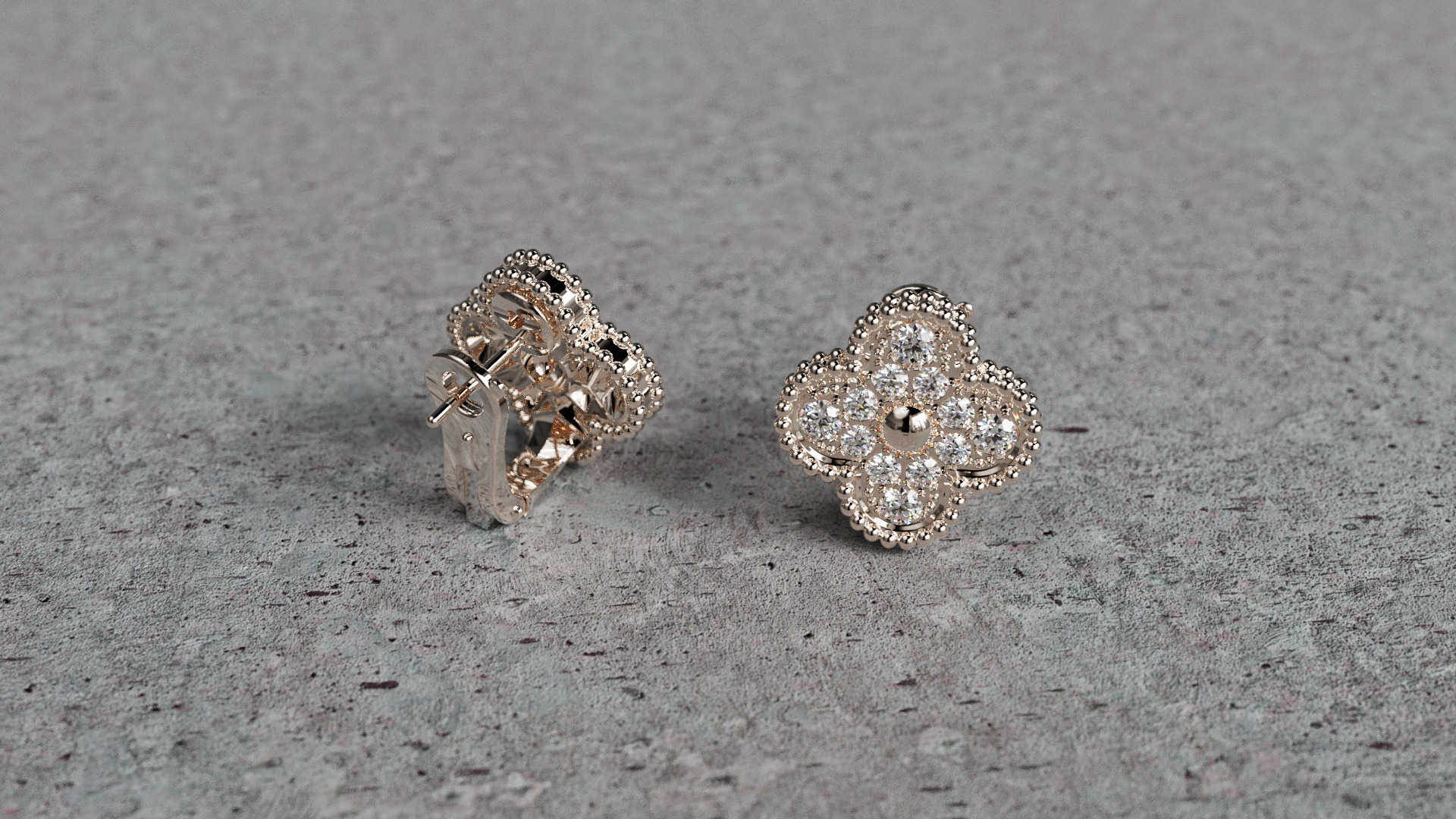 Van Cleef Earrings 3D print model_12