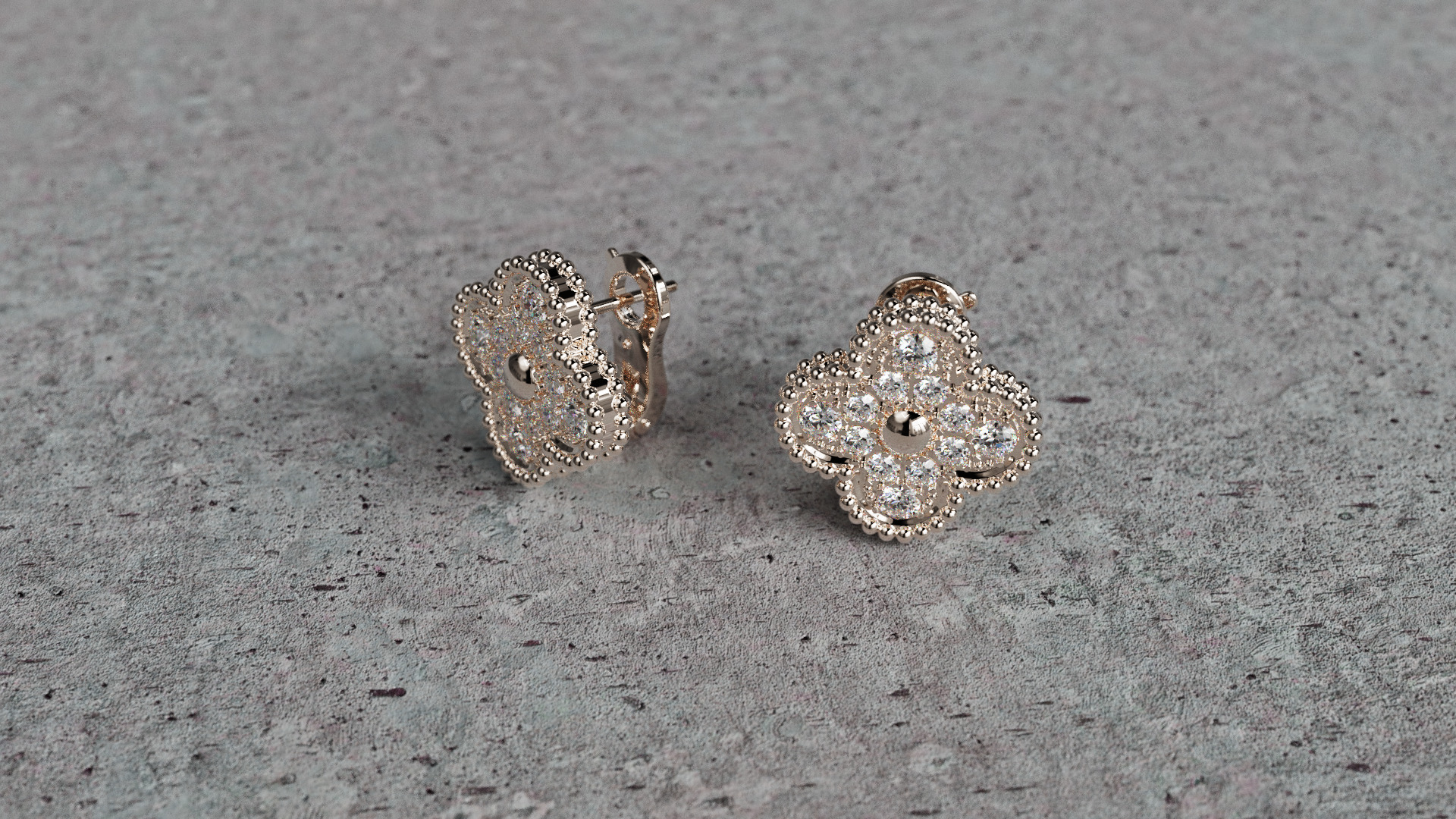 Van Cleef Earrings 3D print model_2