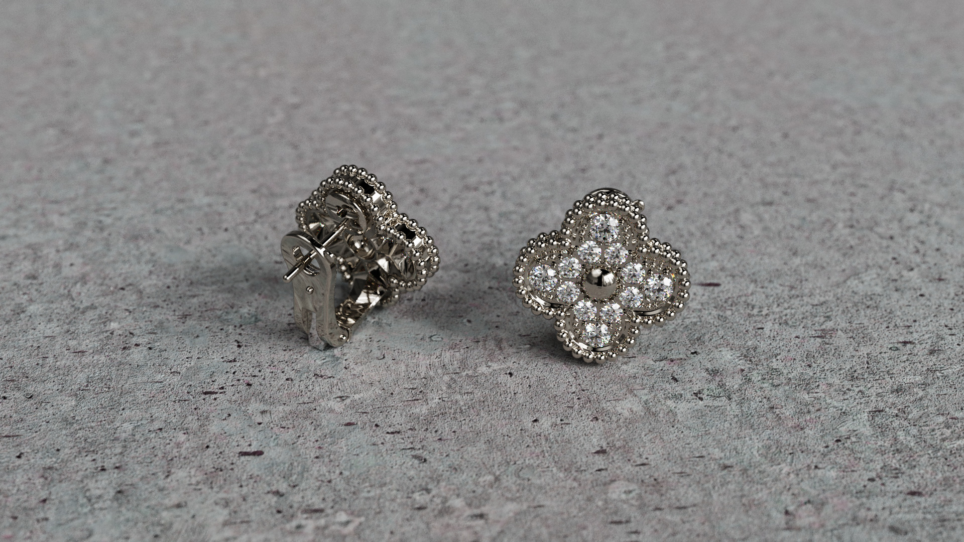 Van Cleef Earrings 3D print model_13