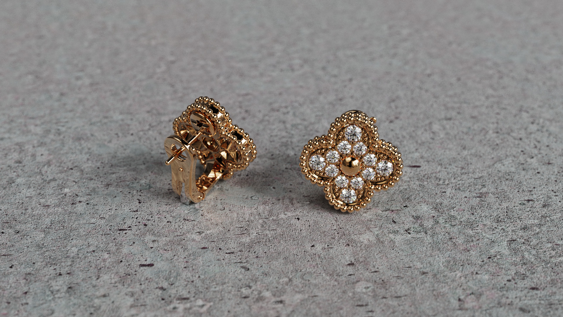 Van Cleef Earrings 3D print model_10