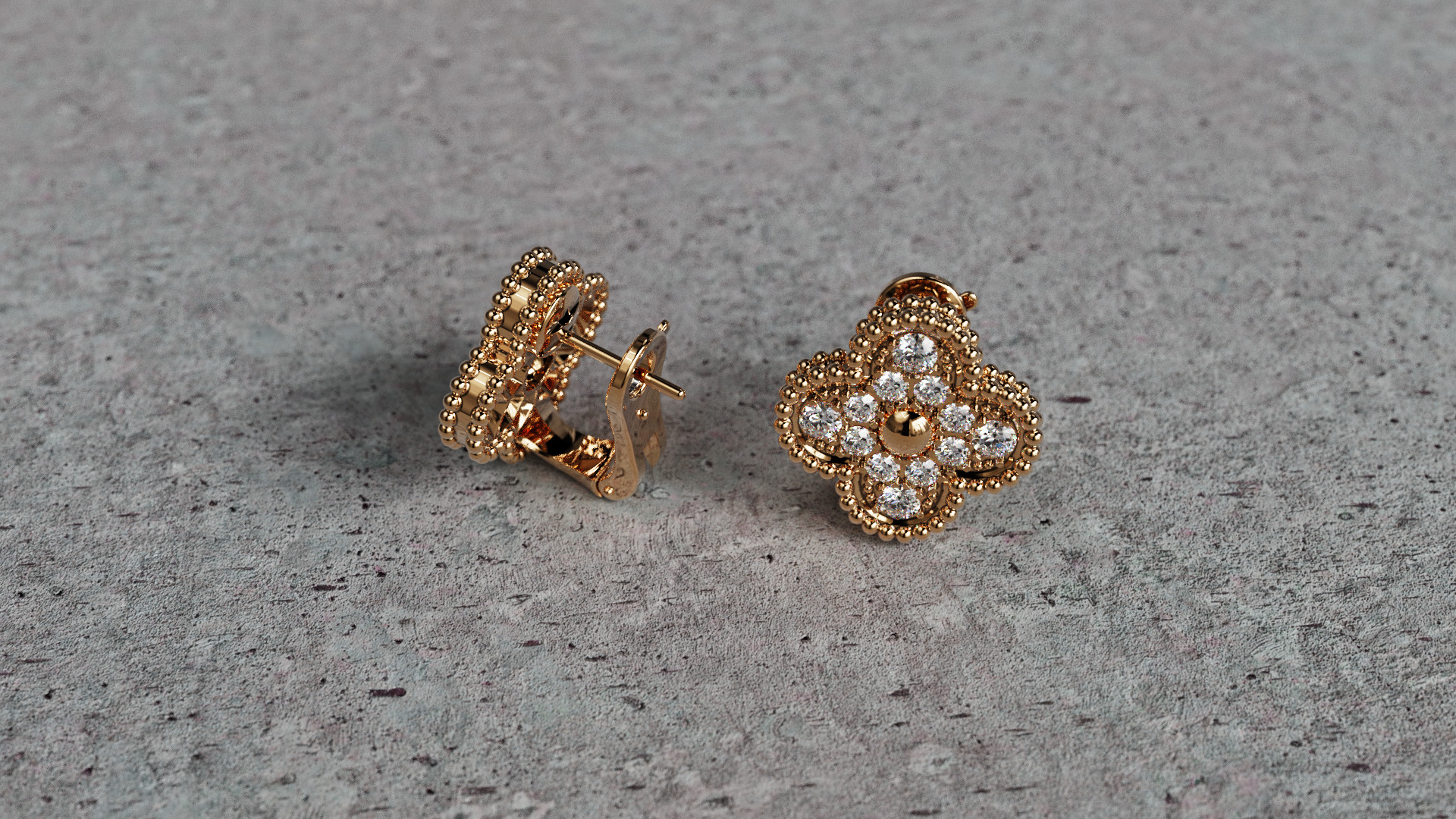 Van Cleef Earrings 3D print model_5