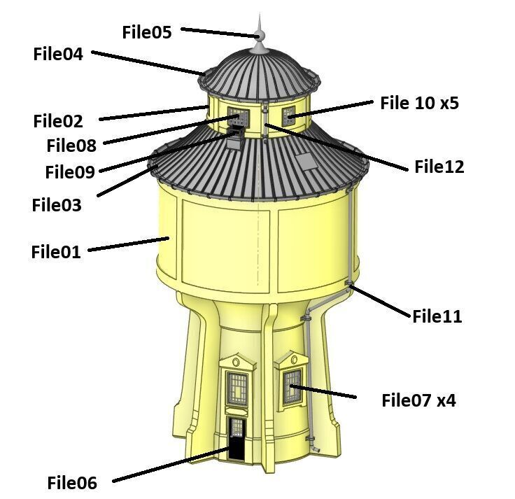 TT scale Austrian Graz Water Tower - resin 3D print model_4
