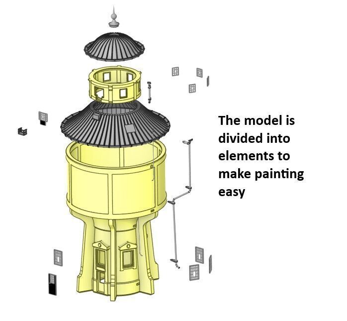 TT scale Austrian Graz Water Tower - resin 3D print model_3
