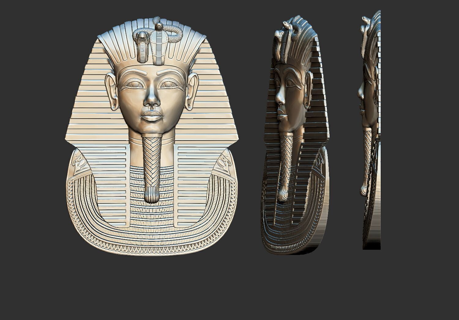 High Detail Tutankhamun Pharaoh Mask Pendant 3D print model_4