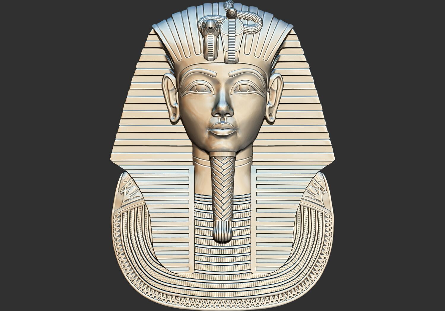 High Detail Tutankhamun Pharaoh Mask Pendant 3D print model_1