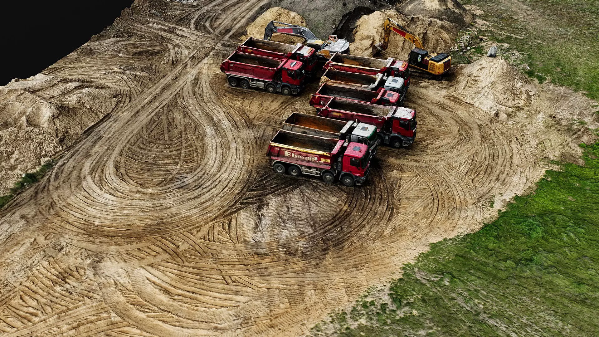 construction site terrain trucks PBR photogrammetry Low-poly 3D model_0