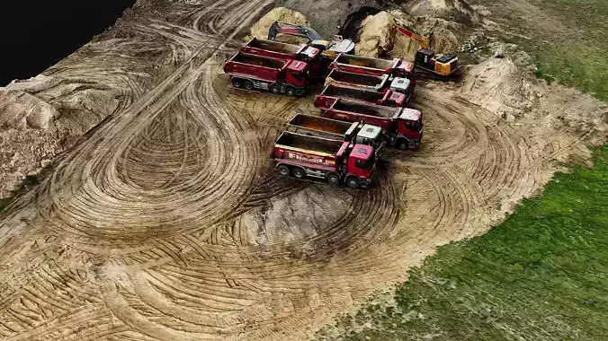 construction site terrain trucks PBR photogrammetry
