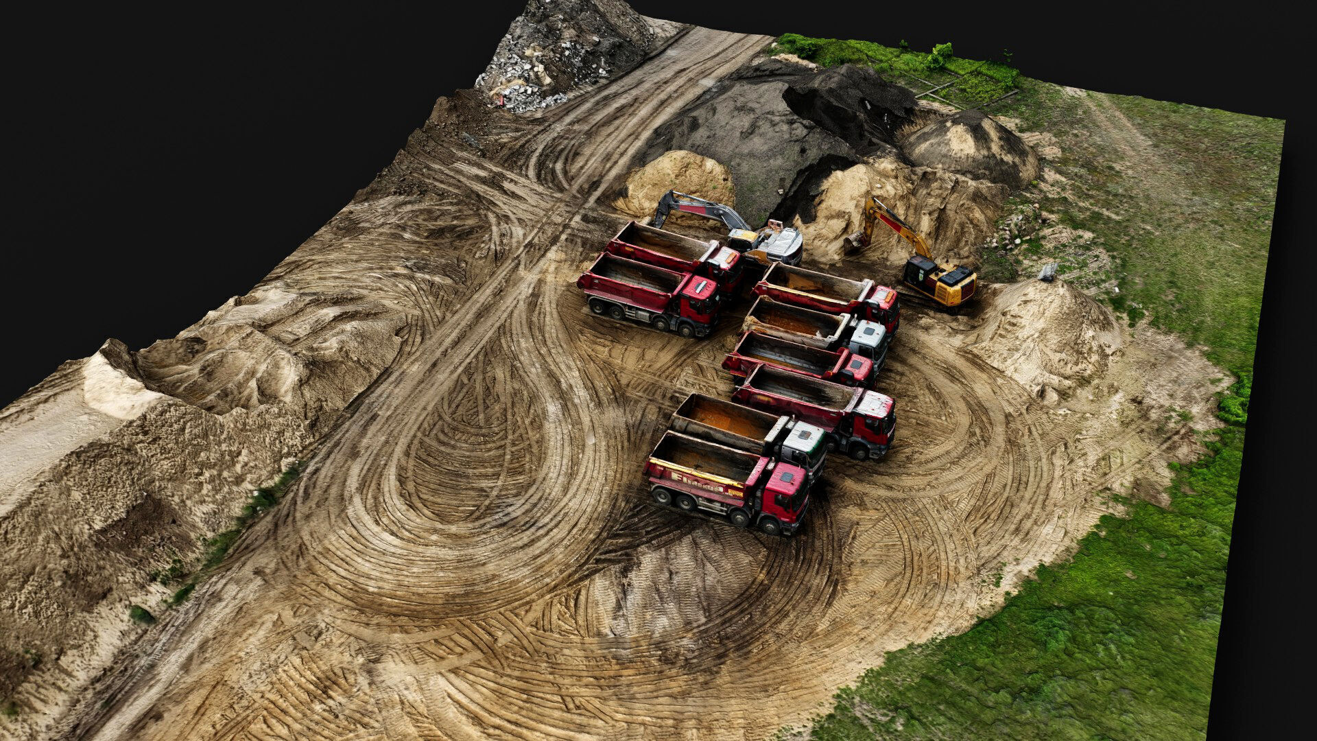 construction site terrain trucks PBR photogrammetry Low-poly 3D model_5