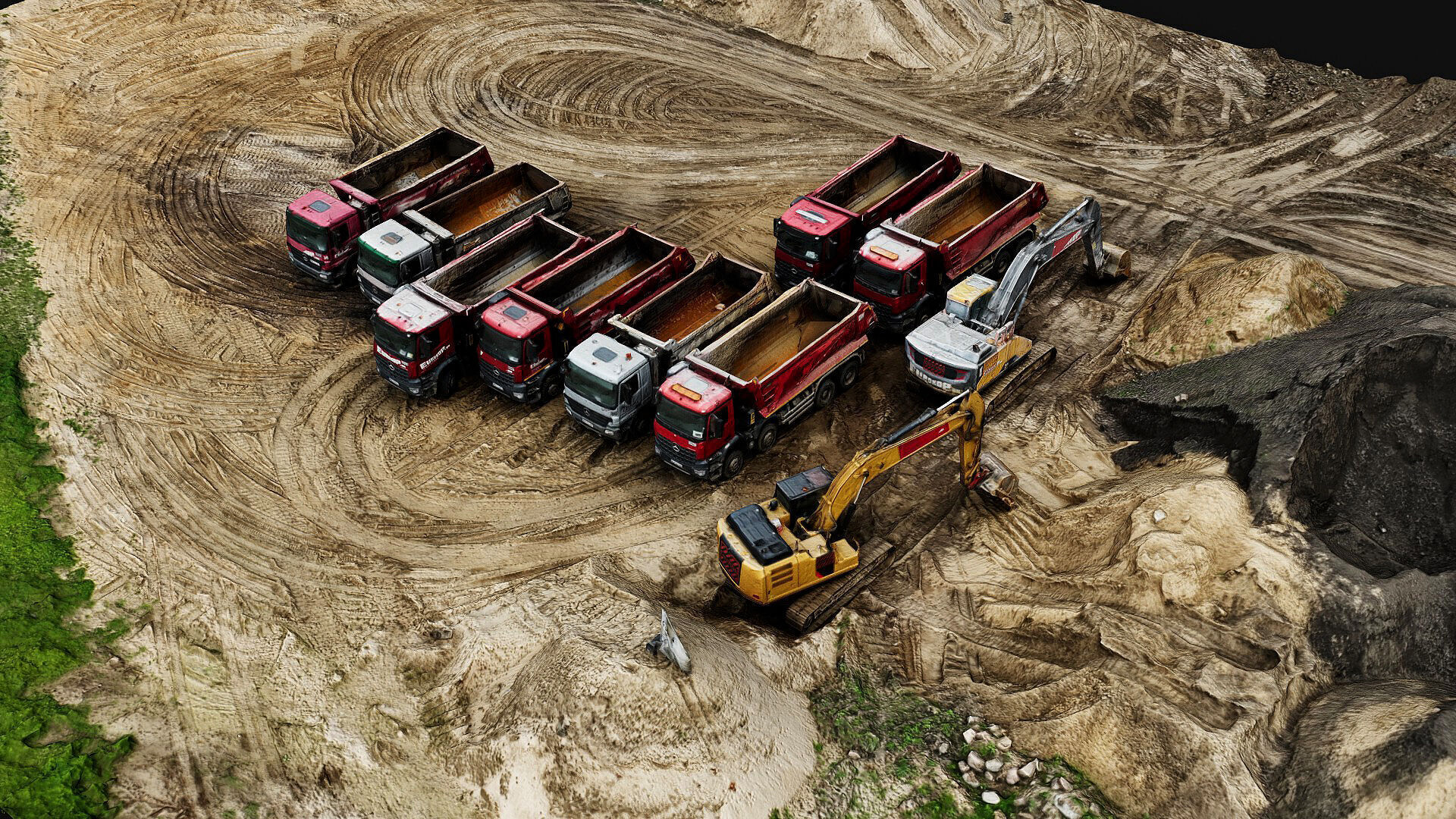 construction site terrain trucks PBR photogrammetry Low-poly 3D model_2