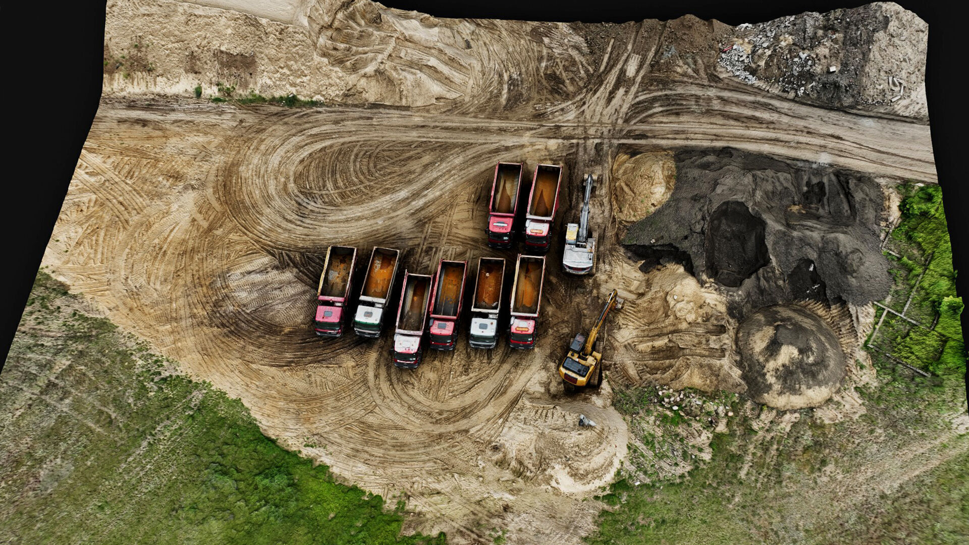 construction site terrain trucks PBR photogrammetry Low-poly 3D model_3